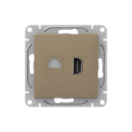 Механизм розетки HDMI+RJ45 (cat5), шампань Эпика EKF