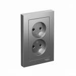 Розетка 2гн без З/К шторки с/у сталь в сборе 16А AtlasDesign Systeme Electric
