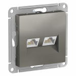 Розетка 2гн комп+комп RJ45+RJ45 с/у сталь механизм кат.5е AtlasDesign Systeme Electric (1/5)