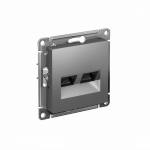 Розетка 2гн комп+комп RJ45+RJ45 с/у сталь механизм кат.5е AtlasDesign Systeme Electric (1/5)