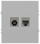Розетка ЭРА Arktik 16-3110-03 комбинированная RJ45+TV алюминий