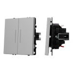 ARL NOBE Выключатель 2 кл подсветка софт-тач никель SWT-MK02-SFPL-L-IS (250V, 10A) (Arlight, -)
