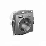 Розетка 1гн c З/К+2хUSB typeА+ typeС с/у сталь механизм 16А AtlasDesign Systeme Electric(1)