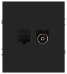 Розетка ЭРА Arktik 16-3110-05 комбинированная RJ45+TV антрацит