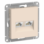 Розетка 2гн комп+комп RJ45+RJ45 с/у крем механизм кат.5е AtlasDesign Systeme Electric  (1/10)
