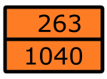 Знак для маркировки опасных грузов "Номер ООН 263/1040" ГОСТ Р 52290-2004 300х400 мм, пленка самоклеящаяся ГОСТ 19433-88 EKF