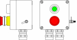 Ex пост управления из GRP; 1Ex d e IIC T6 Gb X / Ex tb IIIB T80°C Db X /IP66; Аварийная кнопка красная, 1NC/1NO -1 шт.; Кнопка Зеленая, 1NC/1NO-1 шт.;