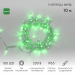 Гирлянда Нить 10м, эффект мерцания (каждый 5-ый), прозрачный ПВХ, 230В, цвет: Зелёный