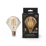 Лампа Gauss Filament Diamond 5W 450lm 2400К Е27 golden LED 1/20