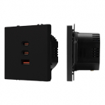 ARL NOBE USB Розетка тип А+С+С софт-тач черный оникс SCT-MUACC-SFPL-FC-BK (65W, QC3) (Arlight, -)
