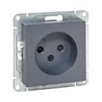 Механизм розетки, 16А, без заземления, со шторками, графит Эпика EKF