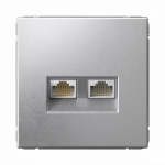 Розетка 2гн комп+комп RJ45+RJ45 с/у алюминий механизм кат.6А ArtGallery Systeme Electric (1/5/20)