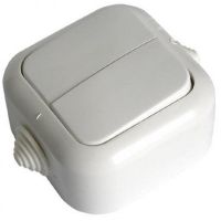 Выключатель 2кл о/у белый IP44 250В 10А Беларусь (1/50)