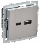 BRITE Роз. USB A+C 18Вт РЮ11-1-БрГН мет х/н IEK