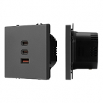 ARL NOBE USB Розетка тип А+С+С софт-тач серый базальт SCT-MUACC-SFPL-FC-GR (65W, QC3) (Arlight, -)