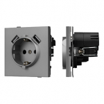 Механизм розетки с USB зарядкой SCT-TENDO-MUAA-PL-GR (230V, 16A) (Arlight, Графитовый)