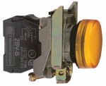 Лампа индикаторная в сборе 1 источник света оранжевая круглая линза, плоская 250В AC d22.5мм BA9S IP66 SE _