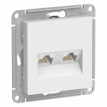 Розетка 2гн комп+комп RJ45+RJ45 с/у белый механизм кат.5е AtlasDesign Systeme Electric  (1/10)