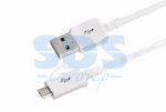 USB кабель microUSB длинный штекер 1м белый Rexant (10/20/20)
