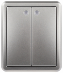 Выключатель ЭРА Эксперт 11-1205-03 двойной с подсветкой IP20 10АХ-250В ОУ алюминий