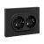 Механизм розетки двойной, 16А, с заземлением, без шторок, с рамкой, чёрный Эпика EKF