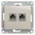 Розетка 2гн комп+ТФ RJ45+RJ11 с/у молочный механизм кат.5е Glossa Schneider Electric  (1/10)