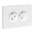 Механизм розетки двойной, 16А, без заземления, без шторок, с рамкой, белый Эпика EKF