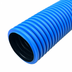 Труба гофрированная двустенная ПЭ жесткая тип 750 (SN16) синяя д110 6м (36м/уп) Промрукав