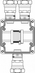 Ex клеммная коробка из алюминия; 1Ex e IIC Т5 Gb / Ex tb IIIB T95°C DbIP66;Клеммы 4 кв.мм - 5 шт.; А, С:ввод D10,5-18мм под небронированныйкабель в ме