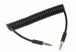 Аудио кабель AUX 3.5 мм шнур спираль 1м черный (1/10/500)