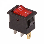 Выключатель клавишный 12V 15А (3с) ON-OFF красный  с подсветкой Mini REXANT (10/10/1000)