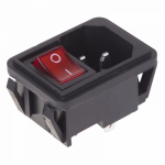 Выключатель клавишный 250V 10А (4с) ON-OFF красный с подсветкой и штекером REXANT (10/10/500)