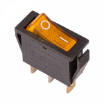 Выключатель клавишный 250V 15А (3с) ON-OFF желтый с подсветкой REXANТ (10/10/2500)