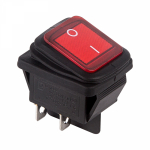 Выключатель клавишный 250V 15А (4с) ON-OFF красный с подсветкой Влагозащита REXANT (10/10/800)