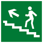 Знак эвакуационный E 16 "Направление к эвакуационному выходу по лестнице вверх" 200х200 мм, пленка самоклеящаяся с фотолюминесцентным покрытием ГОСТ Р