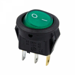 Выключатель клавишный круглый 250V 3А (3с) ON-OFF зеленый с подсветкой Micro Rexant (10/10/3000)