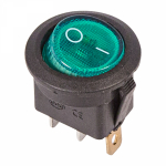 Выключатель клавишный круглый 250V 6А (3с) ON-OFF зеленый с подсветкой Rexant (10/10/3000)