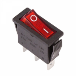 Выключатель клавишный 250V 15А (3с) ON-OFF красн с подсветкой REXANT (10/10/2500)