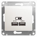 Розетка 2гн USB typeА+ typeС с/у перламутр механизм 5В/2,4А 2х5В/1,2А Glossa Schneider Electric (1)