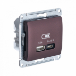Розетка 2гн USB+USB A+C с/у баклажан механизм высокоскор.заряд. QC PD Glossa Schneider Electric