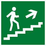 Знак эвакуационный E 15 "Направление к эвакуационному выходу по лестнице вверх" 200х200 мм, пластик ГОСТ Р 12.4.026-2001 EKF