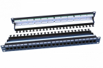 Hyperline PP3-19-24-8P8C-C6-110D Патч-панель 19", 1U, 24 порта RJ-45, категория 6, Dual IDC, ROHS, цвет черный (задний кабельный организатор в комплек