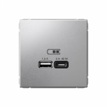 Розетка 2гн USB+USB A+C с/у алюминий механизм высокоскор.заряд. QC PD ArtGallery Systeme Electric (1/8/16)