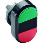 Фронтальная часть нажимной кнопки плоск., 2 упр. элемента цвет красный + зеленый с овал. линзой, ABB