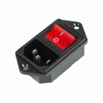 Выключатель клавишный 250V 16А (4с) ON-OFF красный с подсветкой и штекером C14 3PIN REXANT (10/10/1000)
