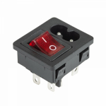 Выключатель клавишный 250V 6А (4с) ON-OFF красный с подсветкой и штекером C8 2PIN REXANT (10/10/3000)