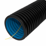 Труба гофрированная двустенная ПНД гибкая тип 450 (SN6) стойкая к ультрафиолету не распространяющая горение с/з черная д200 (35м/уп) Промрукав