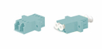 Адаптер Оптический проходной  LC-LC, MM (OM3), duplex, пластик, голубой (aqua), белые колпачки Hyperline FA-P11Z-DLC/DLC-N/WH-AQ