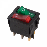 Выключатель клавишный 250V 15А (6с) ON-OFF красный/зеленый с подсветкой двойной Rexant (10/10/500)