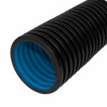 Труба гофрированная двустенная ПНД жесткая тип 450  (SN6) стойкая к ультрафиолету не распространяющая горение черная д200 6м (12м/уп) Промрукав